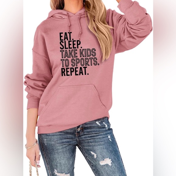 Tops - Graphic Sweatshirt, Women’s Medium Pink Hoodie with Fun Slogan